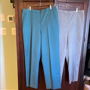 NEW Alfred Dunner Women's Pants - Teal and Light Gray